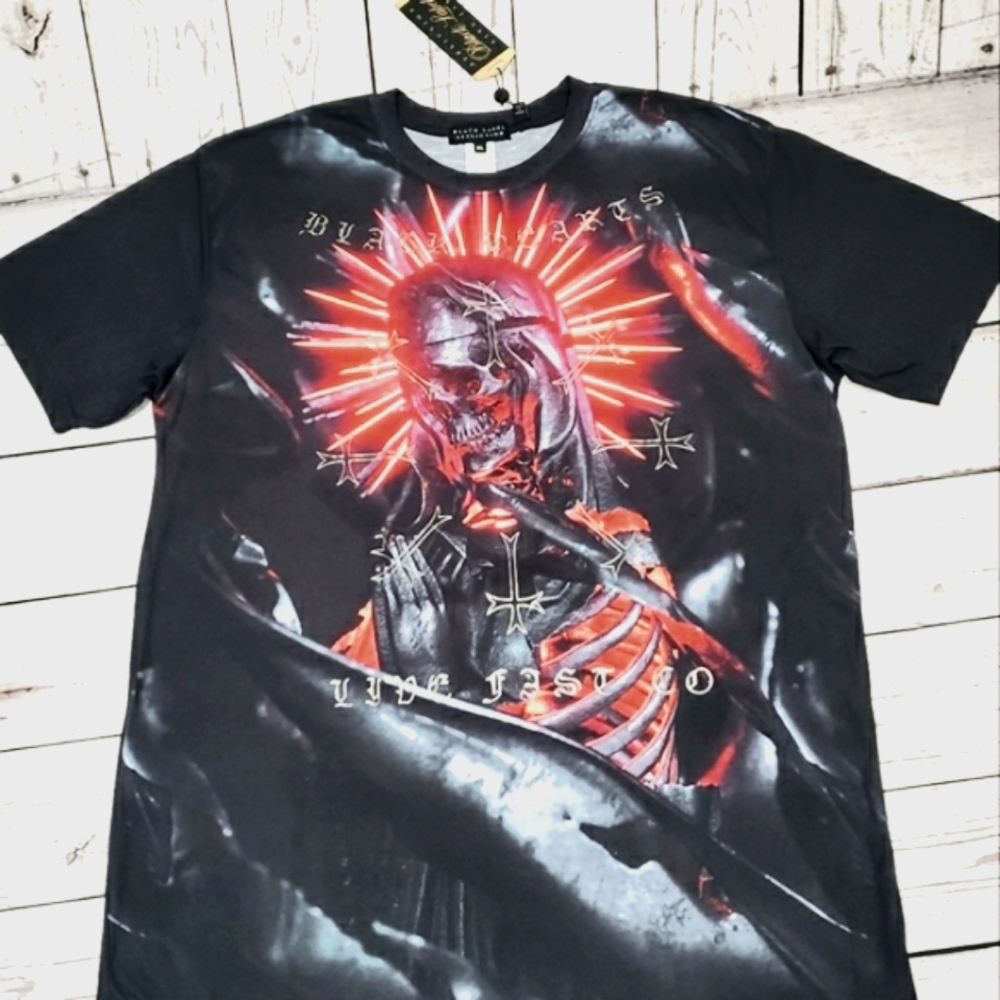 ♦️Affliction SKULL Print Black Label Series Foiled Graphic T♦️